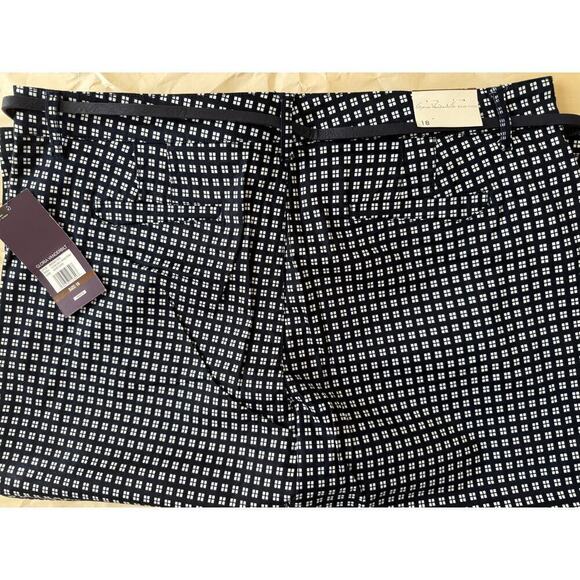 Gloria Vanderbilt Anita Belted Capri Pants Black White Size 18 - Picture 6 of 6